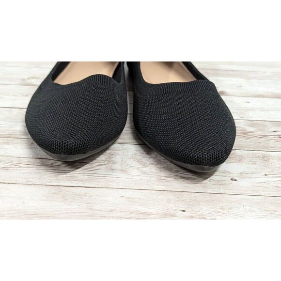 Womens Size 10 Black Mesh Knitted Comfort Pointed Toe Slip On Ballet Flat - Picture 4 of 10